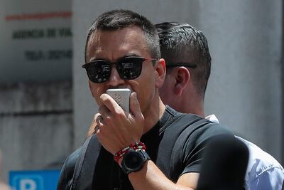 El presidente de Ecuador, Daniel Noboa, hablando durante una movilización en Quito (Ecuador). 