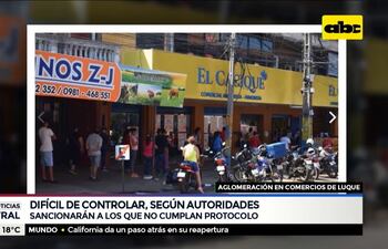 Difícil control de aglomeración en comercios de Luque