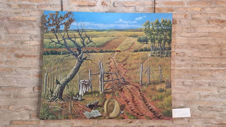 Atropello del vehículo “Caperucita Roja” en un campo de Misiones, dejando un paisaje de miedo y desolación. Obra de Gil Alegre.