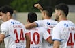 Carlos Arrúa (10), futbolista de Nacional, celebra un gol en el partido frente a Olimpia por la fecha 12 del torneo Clausura 2025 de la Primera División de Paraguay en el estadio Arsenio Erico, en Asunción, Paraguay.