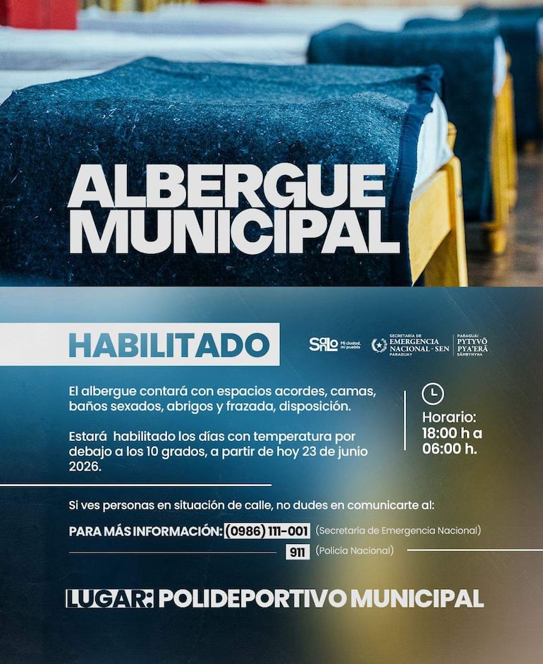 Cartel informativo sobre el albergue municipal con detalles sobre servicios y horarios, en un ambiente interior y diseño profesional.
