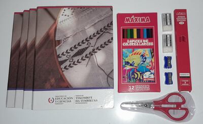 Útiles de los kits escolares 2024.