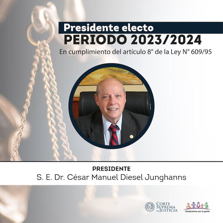 César Diesel, electo como nuevo presidente de la Corte Suprema de Justicia.