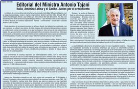 Editorial del Ministro Antonio Tajani.