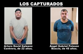 Arturo David Galeano Contrera y Ángel Gabriel Poisson Buscio, detenidos en Villarrica por el intento de liberación de los brasileños.