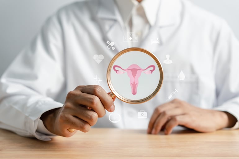 Concepto de sistema reproductivo femenino, salud de la mujer, cáncer de cuello uterino.