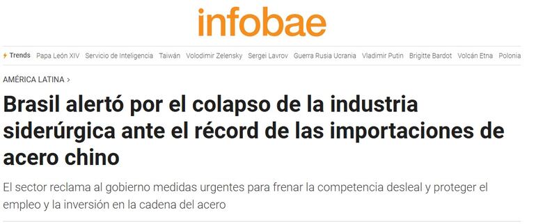 Publicación Infobae sobre China