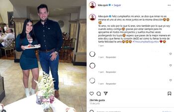 La funcionaria Yamila Estigarribia y su novio, el concejal cartista luqueño Enrique Quintana.