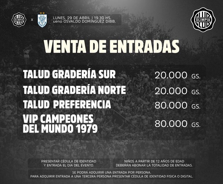 Los precios de las entradas de las zonas de Talud del estadio Osvaldo Domínguez Dibb.