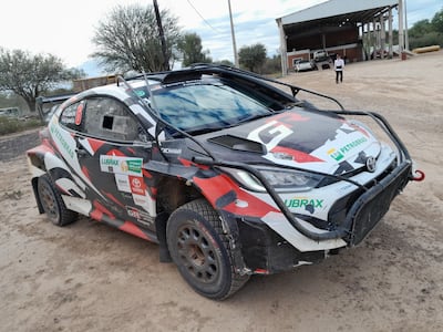 Así llegó a Mariscal Estigarribia el Toyota GR Yaris Rally2 de Alejandro Galanti y Marcelo Toyotoshi del Toyota Gazoo Racing Paraguay.