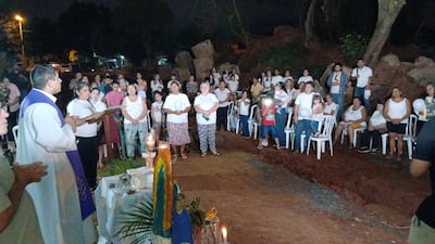 El cura párroco de la Catedral de San Lorenzo, ofició la misa en honor a Tobías Suárez.