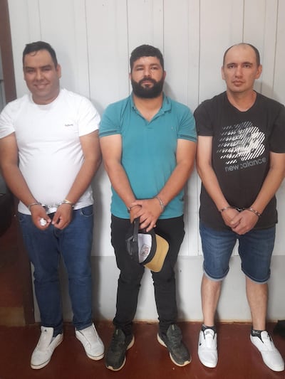 Diego Hernán Portillo Sugastti, Antolín Algarín Domínguez y Hernán David Núñez Vera, detenidos por el asalto al banco Itaú de Katueté.