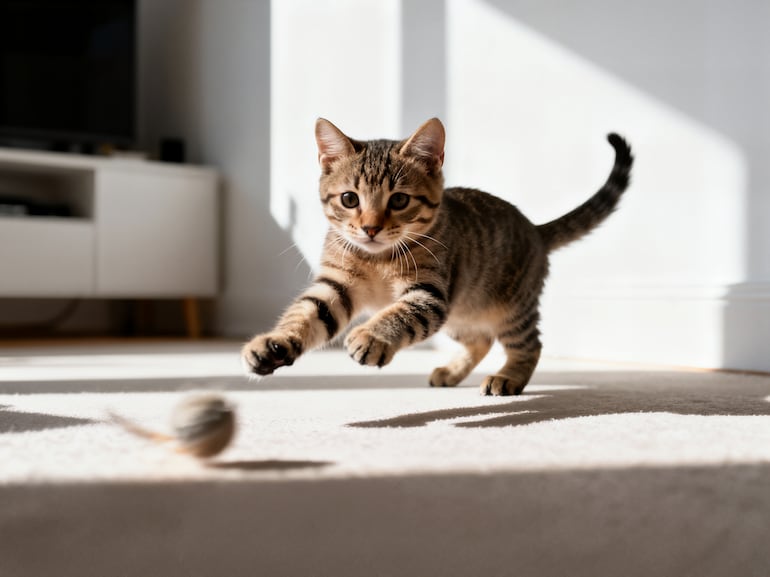 Gato jugando.