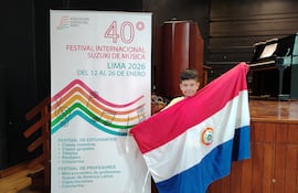 Amir Giménez Ríos estuvo representando a Paraguay, en enero pasado, del Festival Internacional Suzuki de Música, en la ciudad de Lima, Perú.