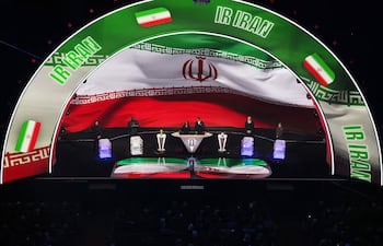 La aparición en el bolillero de Irán en el sorteo de la Copa del Mundo, Centro John F. Kennedy para las Artes Escénicas en Washington D. C., Estados Unidos.