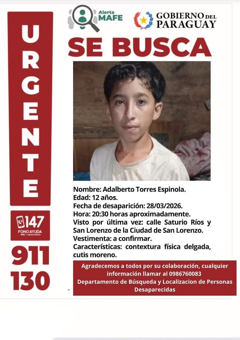 Adalberto Torres, adolescente desaparecido