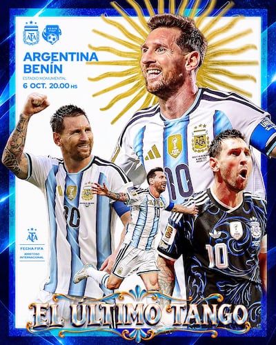 Lionel Messi tendrá este martes su "último tango" como albiceleste, de acuerdo a la gráfica publicada por la Asociación del Fútbol Argentino (AFA).