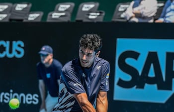 El paraguayo Adolfo Daniel Vallejo Álvarez (21 años) en plena forma física en uno de los entrenamientos del Road to Australia en Buenos Aires.