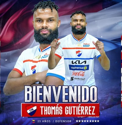 Thomas Gutiérrez Serna (25 años) zaguero central venezolano-colombiano que se suma en filas de Nacional.