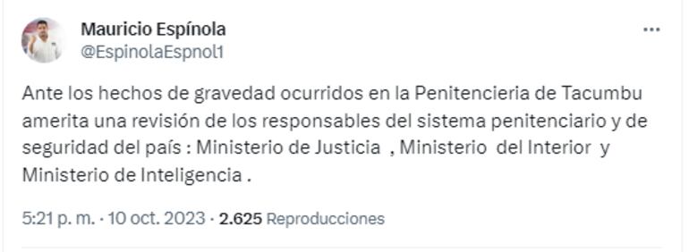Mauricio Espínola sobre situación de Tacumbú.