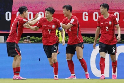 Jugadores de Corea del Sur celebran un gol este jueves, en un partido del grupo A del Mundial de la FIFA 2026 entre Corea del Sur y República Checa en el estadio Akron en Guadalajara (México) . EFE