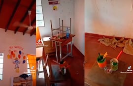 Docente grabó un video en una de sus salas mientras realizaba las readecuaciones y pintura de pizarrón para iniciar las actividades académicas.