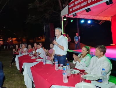 El exmandatario Mario Abdo Benítez durante un encuentro político en la ciudad de Guarambaré.