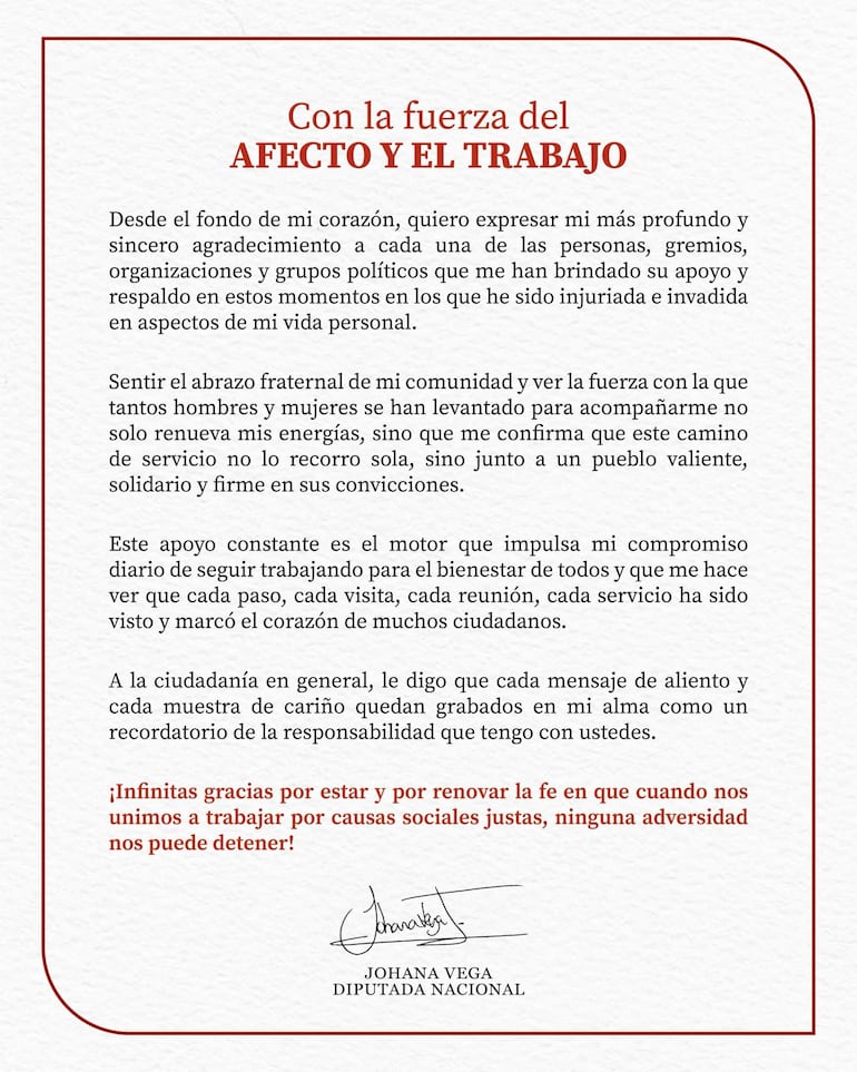 Comunicado a la opinión pública