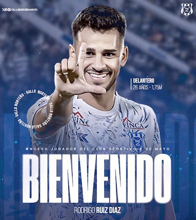 Rodrigo Ruiz Díaz cumplirá su segundo ciclo en el Sportivo 2 de Mayo de Pedro Juan Caballero.