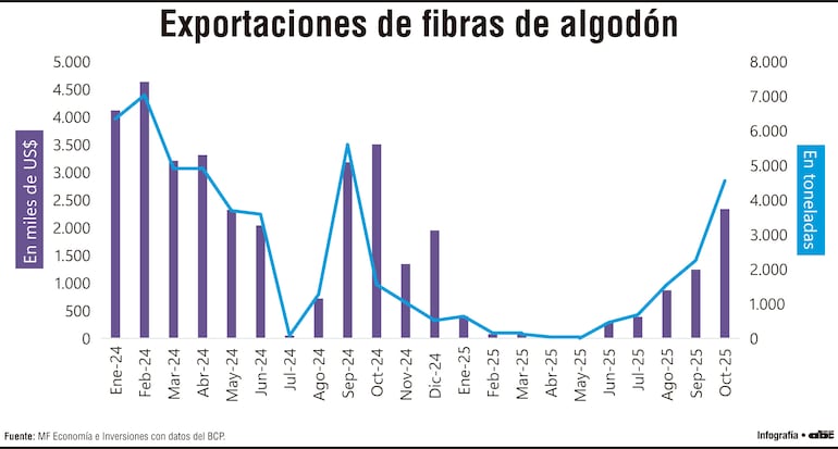 Exportaciones de fibras de algodón