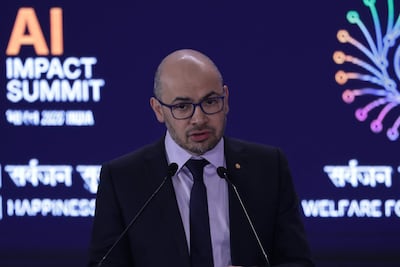 El CEO de Google DeepMind, Demis Hassabis, interviene en una sesión durante la AI Impact Summit 2026 en Bharat Mandapam, en Nueva Delhi, India, el 19 de febrero de 2026.