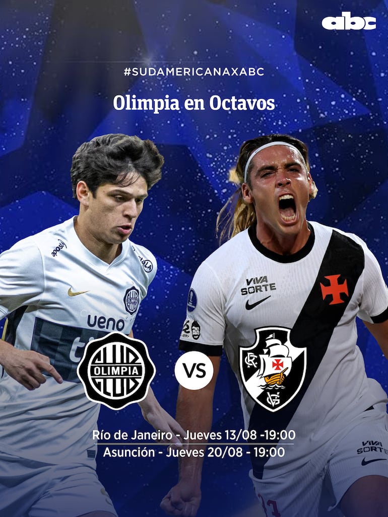 Olimpia y Vasco da Gama disputan los octavos de final de la Copa Sudamericana 2026.