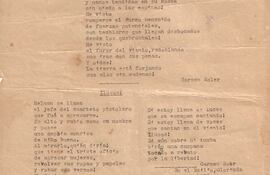 Carmen Soler: "Alas y cadenas" e "Ilusos", fechados por la autora, respectivamente: "Cárcel de Mujeres, Julio de 1955" y "En el exilio, Clorinda. Agosto de 1955" y publicados en: Antología poética (Buenos Aires, Revista La Marea, 2016), compilación hecha por María Eugenia Aponte Soler.