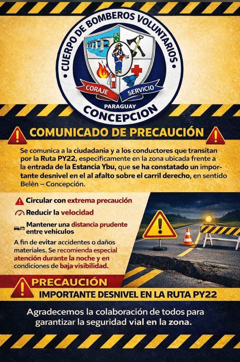 Comunicado del Cuerpo de Bomberos Voluntarios de Concepción.