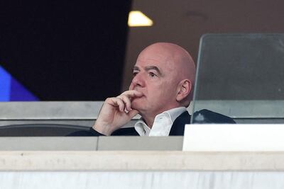 EAST RUTHERFORD, NEW JERSEY - SEPTEMBER 26: FIFA President Gianni Infantino looks on during the second quarter between the New York Giants and the Dallas Cowboys at MetLife Stadium on September 26, 2024 in East Rutherford, New Jersey. Luke Hales/Getty Images/AFP (Photo by Luke Hales / GETTY IMAGES NORTH AMERICA / Getty Images via AFP)
