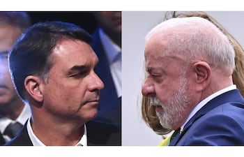 Combo de fotografías de archivo que muestra al presidente de Brasil, Luiz Inácio Lula da Silva (d) y al senador Flávio Bolsonaro.