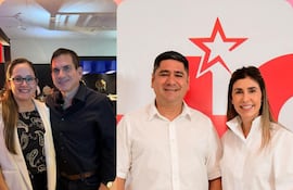 Los líderes departamentales del cartismo, de izquierda a derecha: la precandidata Luz Cañete, el ministro Juan Carlos Baruja y Moisés Espínola, acompañado de la gobernadora Norma Zárate de Monges.