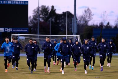 Los jugadores de la selección de Paraguay en el entrenamiento en Estados Unidos.