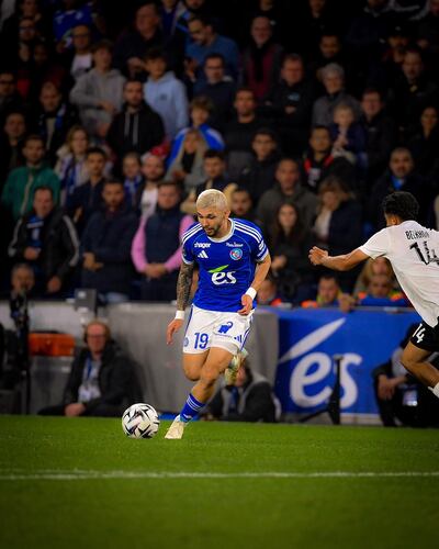 El delantero paraguayo Julio Enciso Espínola en su estreno con la camiseta de Racing de Estrasburgo.