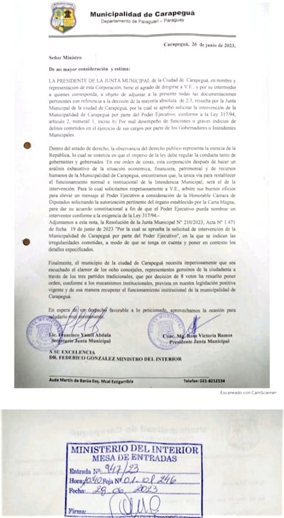 Pedido de Intervención de la Municipalidad de Carapeguá.