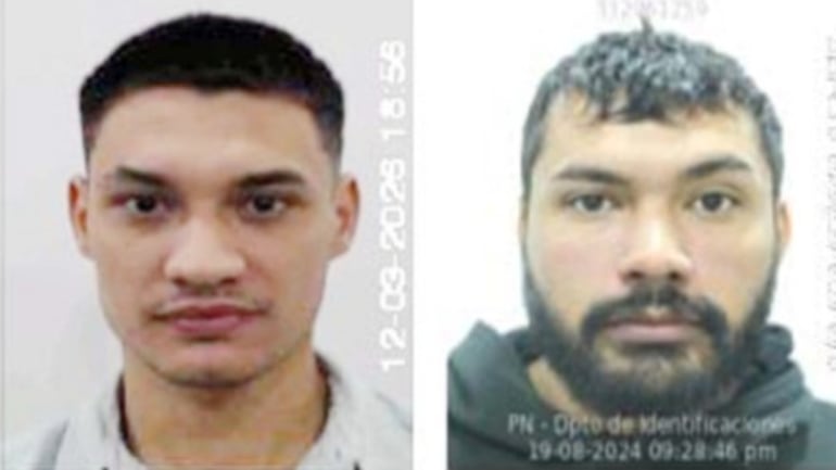 Julio Enrique De Giacomi Lombardo y  Mathías Daniel Caballero Paredes, miembros de la barra brava de Olimpia buscados por el ataque a hinchas de Cerro Porteño.