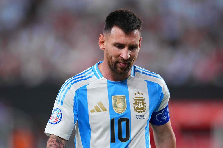 Lionel Messi, jugador de la selección de Argentina, en el partido frente a Chile por la segunda fecha del Grupo A de la Copa América 2024 en el MetLife Stadium, en East Rutherford, New Jersey.