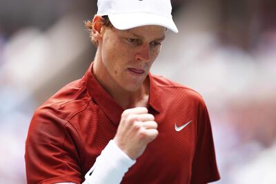 NEW YORK, NEW YORK - AUGUST 28: Jannik Sinner of Italy reacts against Alexei Popyrin of Australia during their Men's Singles Second Round match on Day Five of the 2025 US Open at USTA Billie Jean King National Tennis Center on August 28, 2025 in the Flushing neighborhood of the Queens borough of New York City.   Maddie Meyer/Getty Images/AFP (Photo by Maddie Meyer / GETTY IMAGES NORTH AMERICA / Getty Images via AFP)