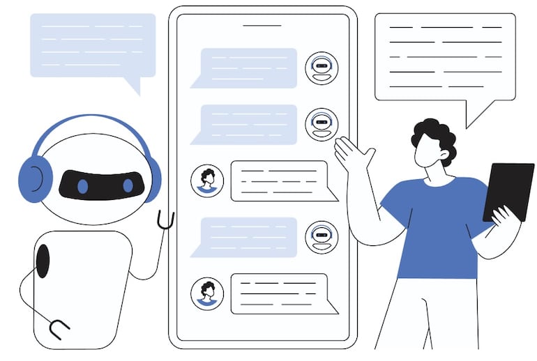 Concepto de chatbot de IA.
