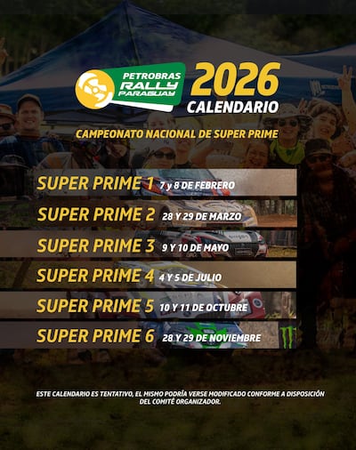 Detalles del calendario 2026 del Super Prime.