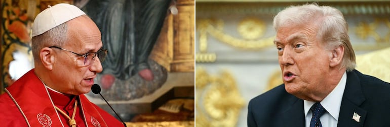 El papa León XIV (i) y el presidente de Estado Unidos. 