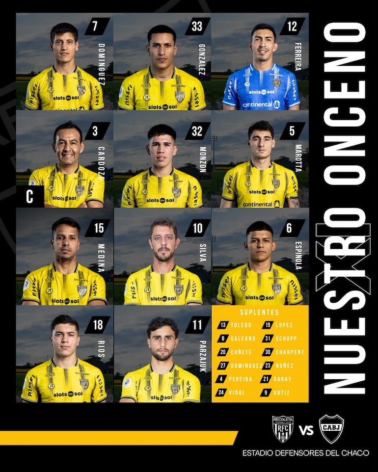 Equipo de Recoleta FC para enfrentar a Boca Juniors