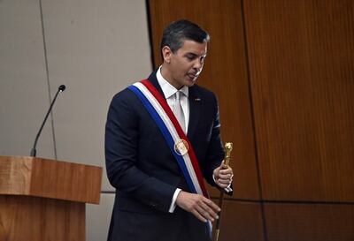 El presidente Santiago Peña, en el Congreso.