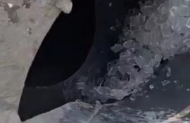 Hielo en obras de la ruta Biocéanica del Chaco.