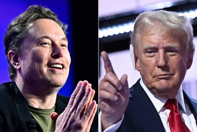 El propietario de la red social X y Tesla, Elon Musk (i) y el expresidente y candidato republicano, Donald Trump (d).